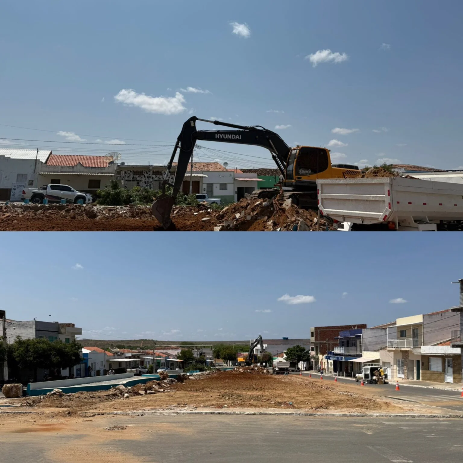 Prefeitura de São Domingos do Cariri inicia demolição da antiga praça para construção de um novo espaço moderno