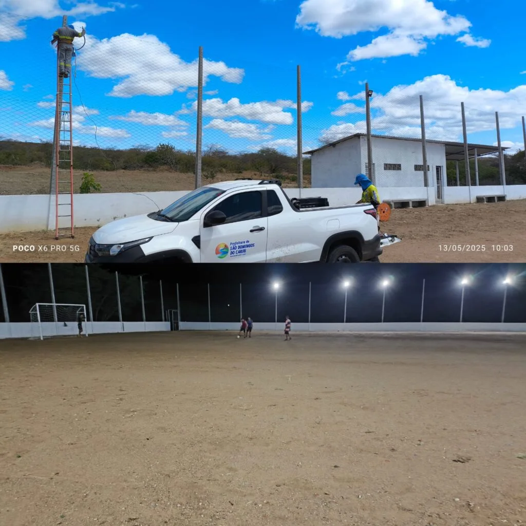 Prefeitura de São Domingos do Cariri instala refletores no campo da comunidade Malhada do Meio
