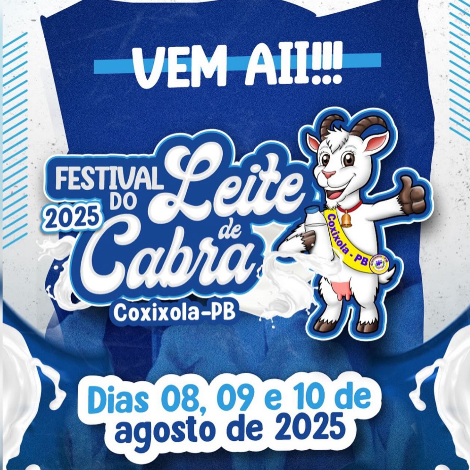 Coxixola anuncia Festival do Leite de Cabra 2025 com programação nos dias 08, 09 e 10 de agosto