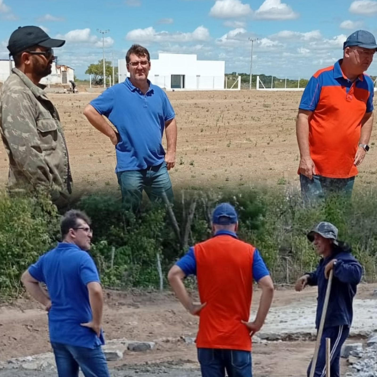 Prefeito Genival Queiroz vistoria obras do campo de futebol e da passagem molhada na comunidade Jaramataia, em Parari