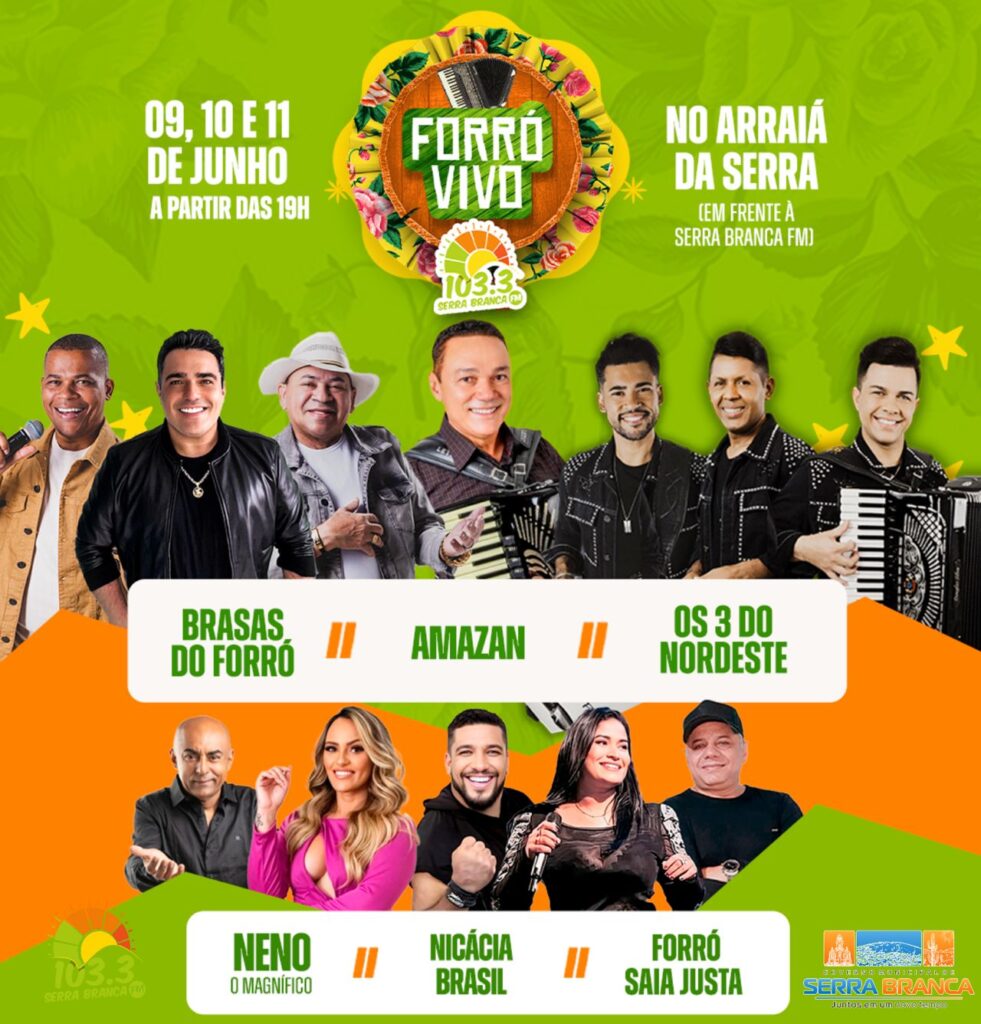 Serra Branca FM anuncia atrações do Forró Vivo 2025 com grandes shows em praça pública