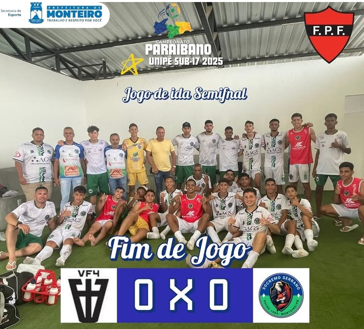 Socremo Serrano conquista empate fora de casa e vai decidir vaga na final do paraibano sub-17 em Monteiro
