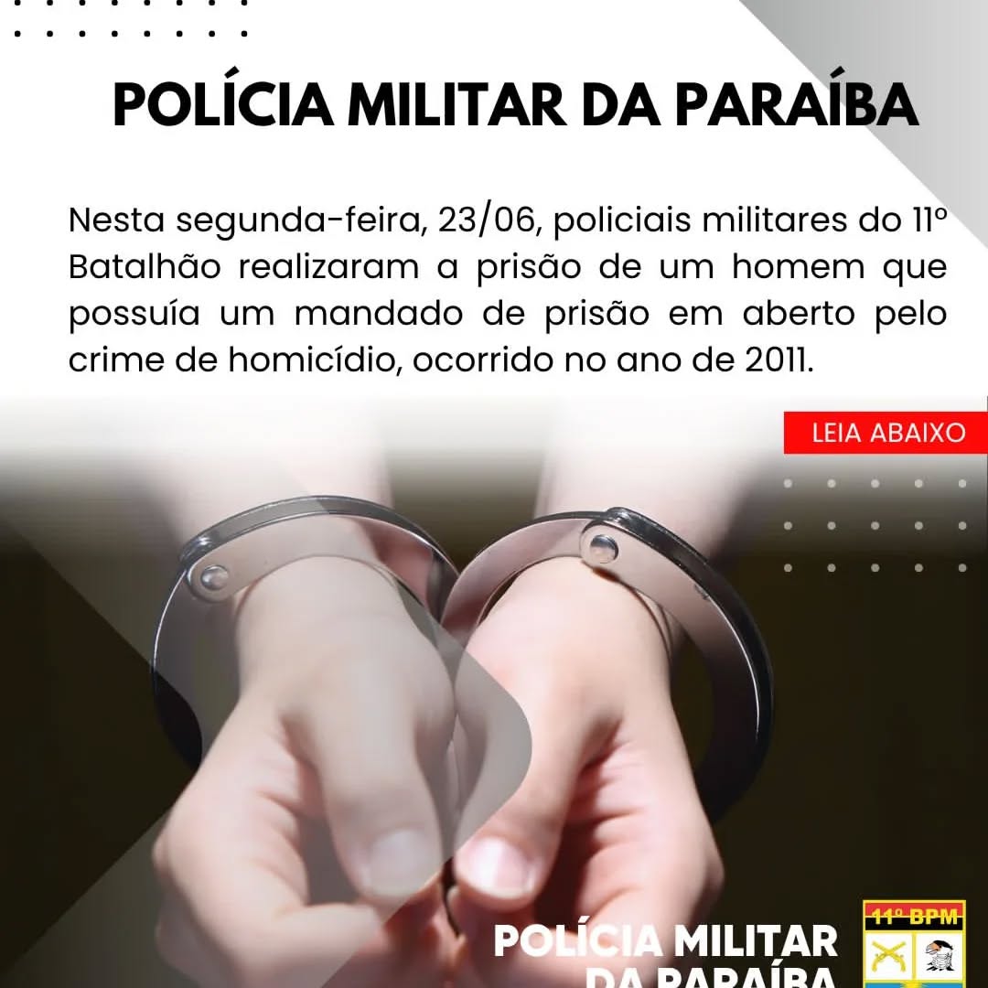 Em Sumé: Polícia militar prende indivíduo com mandado de prisão por homicídio