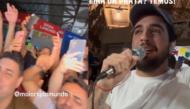 Cantor Nattan surpreende fãs e faz show na Feira da Prata, em Campina Grande