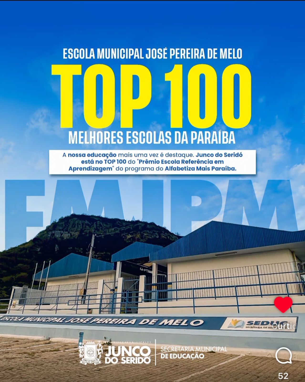 DESTAQUE NA EDUCAÇÃO: Escola de Junco do Seridó fica entre as 100 melhores do estado