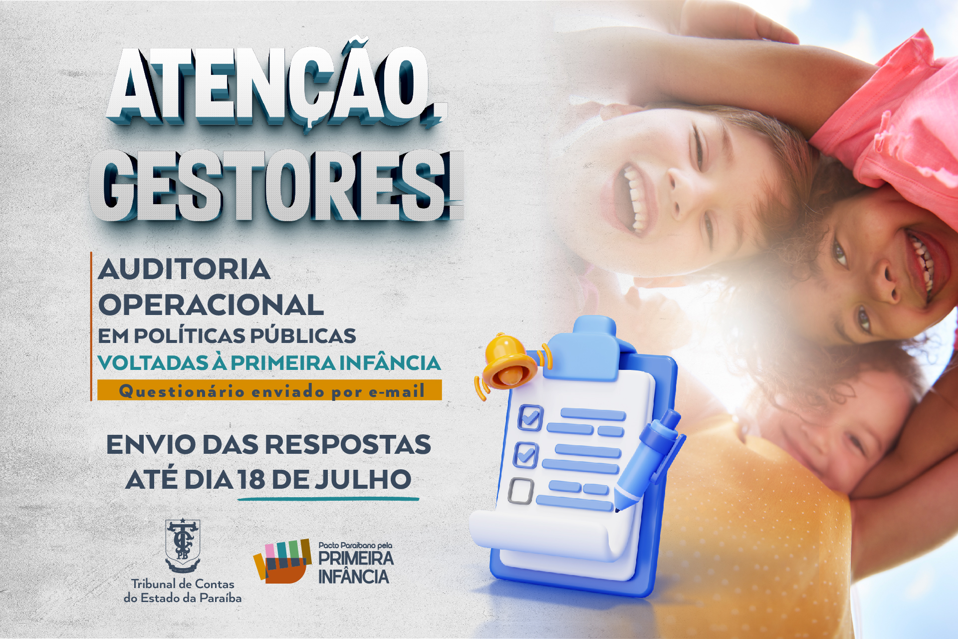 TCE inicia nova etapa de auditoria sobre políticas voltadas à Primeira Infância nos municípios envia questionário a gestores