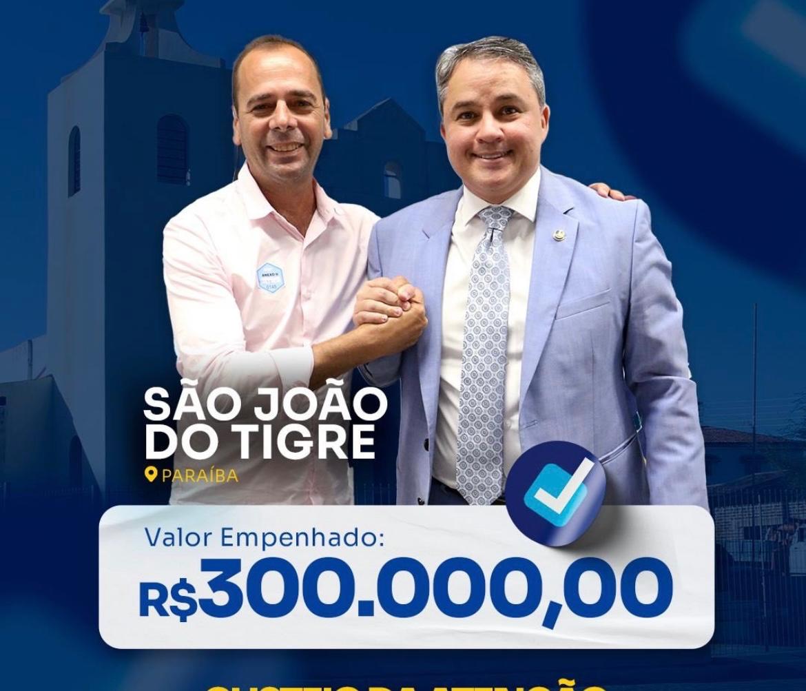 Prefeito Márcio Leite comemora emenda de R$ 300 mil destinada pelo senador Efraim Filho para custeio da saúde em São João do Tigre