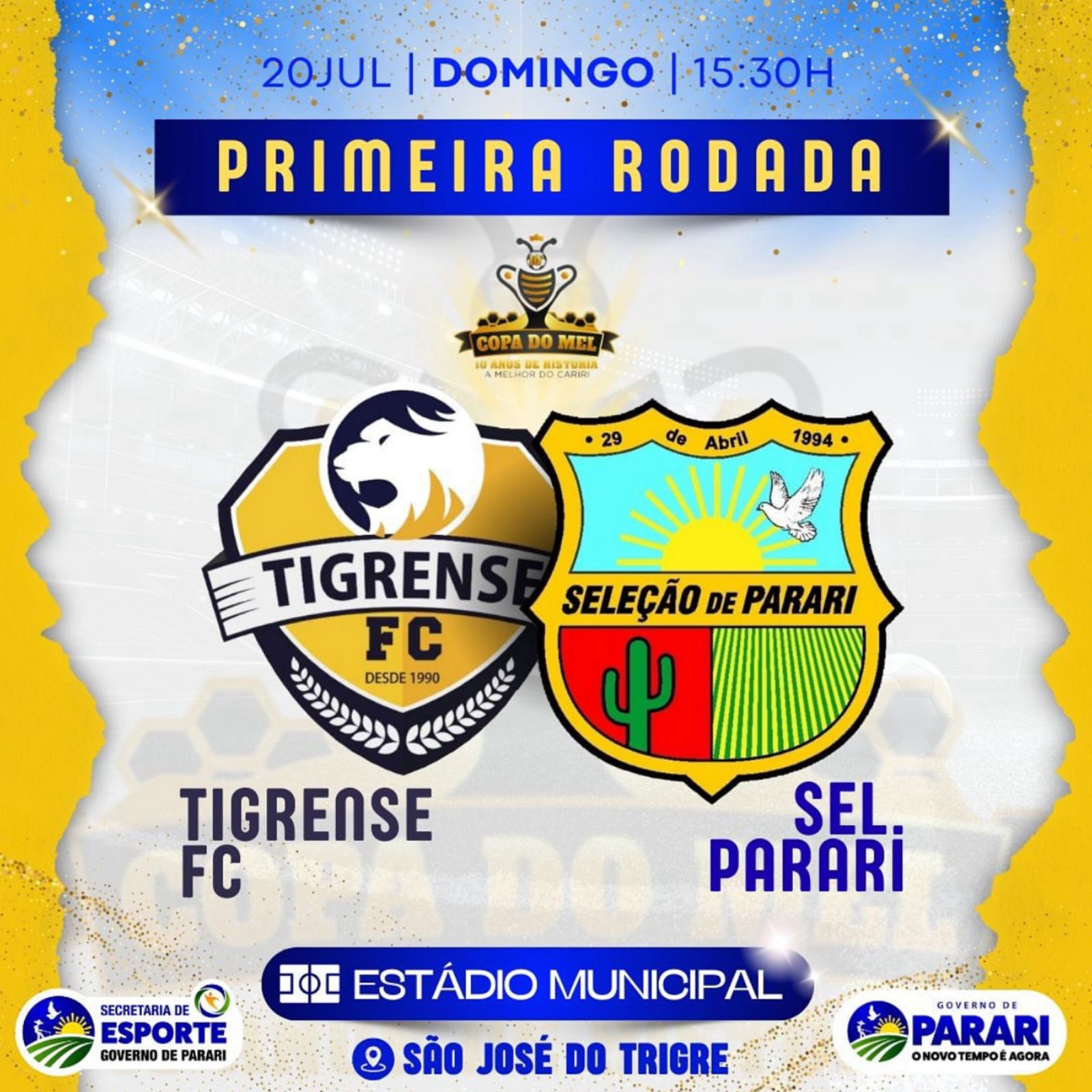 Seleção de Parari estreia neste domingo na Copa do Mel 2025